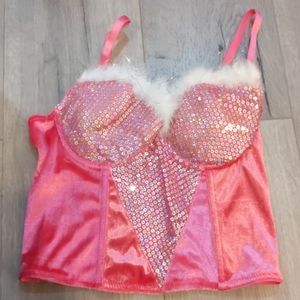 Frederick's Hot Pink Christmas Sequin Top